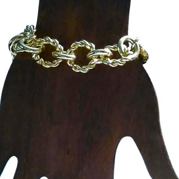 J.Crew Gold-Tone Chain Link Bracelet 8 inch Statement Jewelry Designer - Picture 10 of 13
